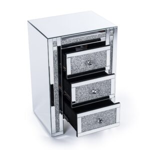 Diamond Crush | Triple Drawer Bedside Cabinet 2 F C