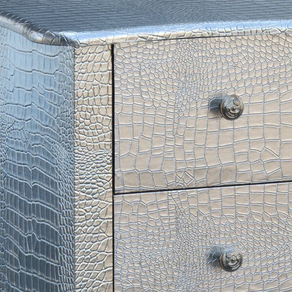 Mock Croc | 3 Drawer Chest of Drawers - Silver T C - Image 2