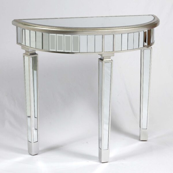 French Vintage | Polly Silver Half Moon Mirrored Console Table  T C - Image 5