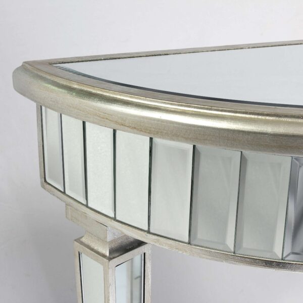 French Vintage | Polly Silver Half Moon Mirrored Console Table  T C - Image 2